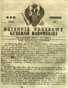 Dziennik Urzędowy Gubernii Radomskiej, 1845, nr 29