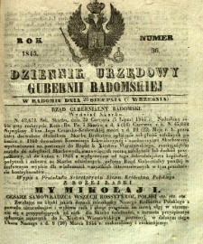 Dziennik Urzędowy Gubernii Radomskiej, 1845, nr 36