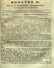 Dziennik Urzędowy Gubernii Radomskiej, 1845, nr 36, dod. II