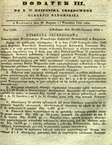 Dziennik Urzędowy Gubernii Radomskiej, 1845, nr 36, dod. III