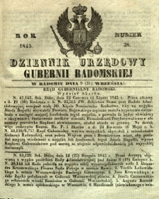 Dziennik Urzędowy Gubernii Radomskiej, 1845, nr 38