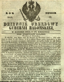 Dziennik Urzędowy Gubernii Radomskiej, 1845, nr 39