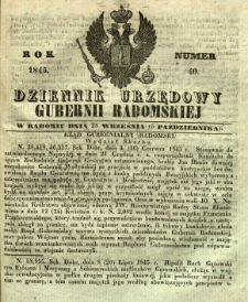 Dziennik Urzędowy Gubernii Radomskiej, 1845, nr 40