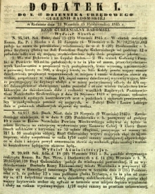 Dziennik Urzędowy Gubernii Radomskiej, 1845, nr 40, dod. I