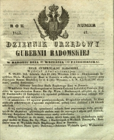 Dziennik Urzędowy Gubernii Radomskiej, 1845, nr 41
