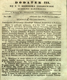Dziennik Urzędowy Gubernii Radomskiej, 1845, nr 45, dod. III