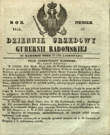 Dziennik Urzędowy Gubernii Radomskiej, 1845, nr 47