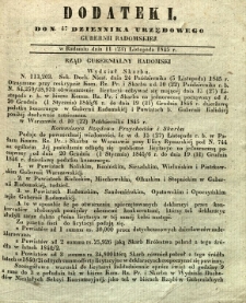 Dziennik Urzędowy Gubernii Radomskiej, 1845, nr 47, dod. I