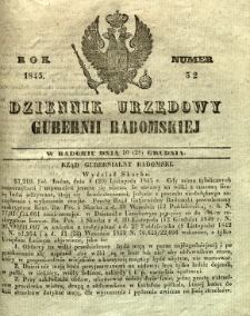 Dziennik Urzędowy Gubernii Radomskiej, 1845, nr 52