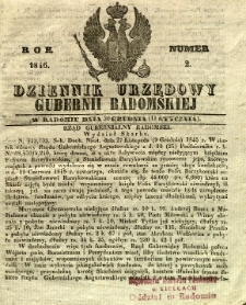 Dziennik Urzędowy Gubernii Radomskiej, 1846, nr 2