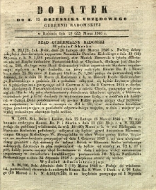 Dziennik Urzędowy Gubernii Radomskiej, 1846, nr 12, dod.