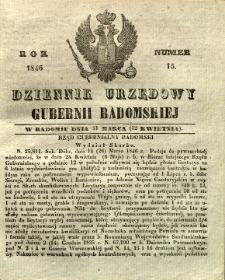 Dziennik Urzędowy Gubernii Radomskiej, 1846, nr 15
