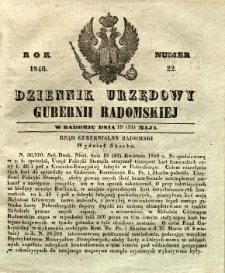 Dziennik Urzędowy Gubernii Radomskiej, 1846, nr 22