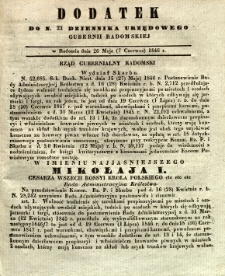 Dziennik Urzędowy Gubernii Radomskiej, 1846, nr 23, dod.