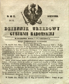 Dziennik Urzędowy Gubernii Radomskiej, 1846, nr 26