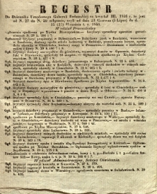 Regestr do Dziennika Urzędowego Gubernii Radomskiej za kwartał III. 1846 r. to jest: od N. 27 do N. 39 włącznie, czyli od dnia 23 Czerwca (5 Lipca) do d. 15 (27) Września t. r. 1846.