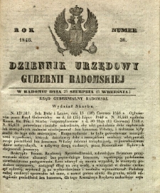 Dziennik Urzędowy Gubernii Radomskiej, 1846, nr 36