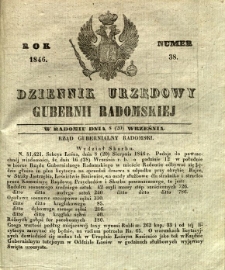Dziennik Urzędowy Gubernii Radomskiej, 1846, nr 38