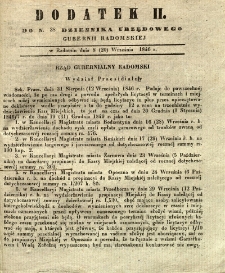 Dziennik Urzędowy Gubernii Radomskiej, 1846, nr 38, dod. II