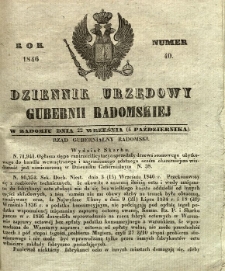 Dziennik Urzędowy Gubernii Radomskiej, 1846, nr 40