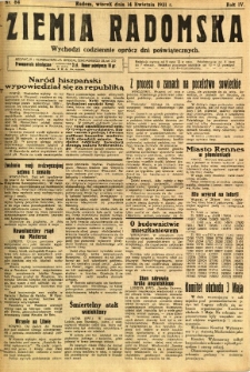 Ziemia Radomska, 1931, R. 4, nr 84