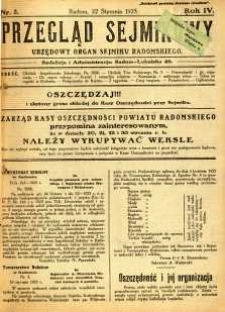 Przegląd Sejmikowy : Urzędowy Organ Sejmiku Radomskiego, 1925, R. 4, nr 3
