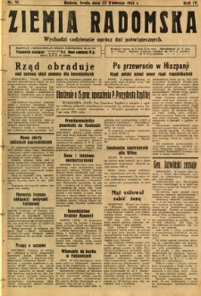 Ziemia Radomska, 1931, R. 4, nr 91