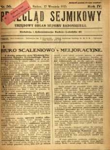 Przegląd Sejmikowy : Urzędowy Organ Sejmiku Radomskiego, 1925, R. 4, nr 36