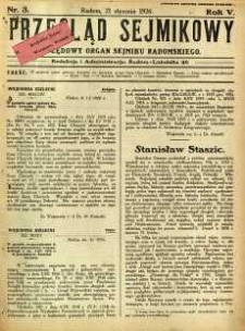 Przegląd Sejmikowy : Urzędowy Organ Sejmiku Radomskiego, 1926, R. 5, nr 3