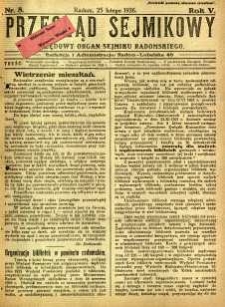 Przegląd Sejmikowy : Urzędowy Organ Sejmiku Radomskiego, 1926, R. 5, nr 8