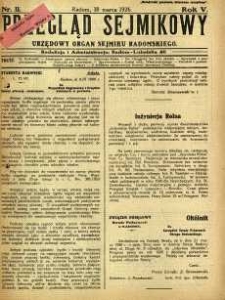 Przegląd Sejmikowy : Urzędowy Organ Sejmiku Radomskiego, 1926, R. 5, nr 11