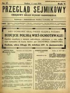 Przegląd Sejmikowy : Urzędowy Organ Sejmiku Radomskiego, 1926, R. 5, nr 17