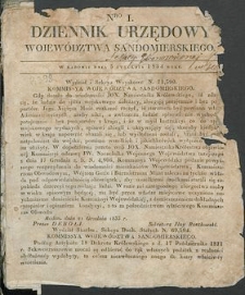 Dziennik Urzędowy Województwa Sandomierskiego, 1834, nr 1
