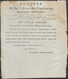 Dziennik Urzędowy Województwa Sandomierskiego, 1834, nr 3, dod. I