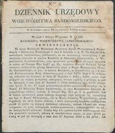 Dziennik Urzędowy Województwa Sandomierskiego, 1834, nr 4