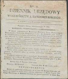 Dziennik Urzędowy Województwa Sandomierskiego, 1834, nr 7, dod. I
