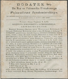 Dziennik Urzędowy Województwa Sandomierskiego, 1834, nr 10, dod. I