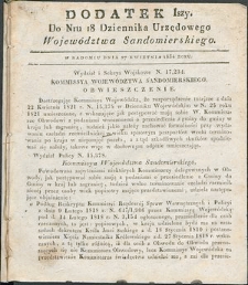 Dziennik Urzędowy Województwa Sandomierskiego, 1834, nr 18, dod. I