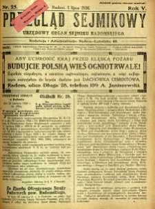 Przegląd Sejmikowy : Urzędowy Organ Sejmiku Radomskiego, 1926, R. 5, nr 25