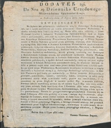 Dziennik Urzędowy Województwa Sandomierskiego, 1834, nr 29, dod. II
