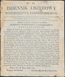 Dziennik Urzędowy Województwa Sandomierskiego, 1834, nr 34