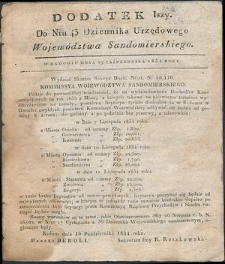 Dziennik Urzędowy Województwa Sandomierskiego, 1834, nr 43, dod. I