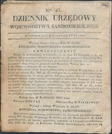 Dziennik Urzędowy Województwa Sandomierskiego, 1834, nr 45