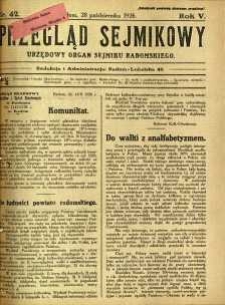 Przegląd Sejmikowy : Urzędowy Organ Sejmiku Radomskiego, 1926, R. 5, nr 42