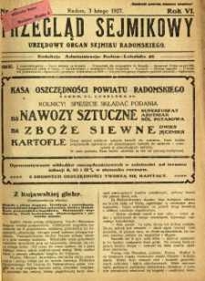 Przegląd Sejmikowy : Urzędowy Organ Sejmiku Radomskiego, 1927, R. 6, nr 5