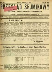 Przegląd Sejmikowy : Urzędowy Organ Sejmiku Radomskiego, 1927, R. 6, nr 6