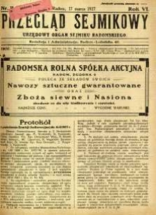 Przegląd Sejmikowy : Urzędowy Organ Sejmiku Radomskiego, 1927, R. 6, nr 11