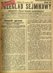 Przegląd Sejmikowy : Urzędowy Organ Sejmiku Radomskiego, 1927, R. 6, nr 23