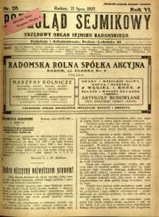 Przegląd Sejmikowy : Urzędowy Organ Sejmiku Radomskiego, 1927, R. 6, nr 28