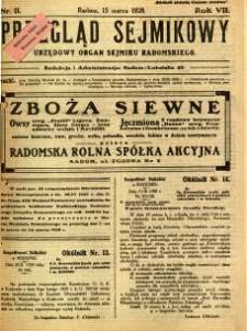 Przegląd Sejmikowy : Urzędowy Organ Sejmiku Radomskiego, 1928, R. 7, nr 11